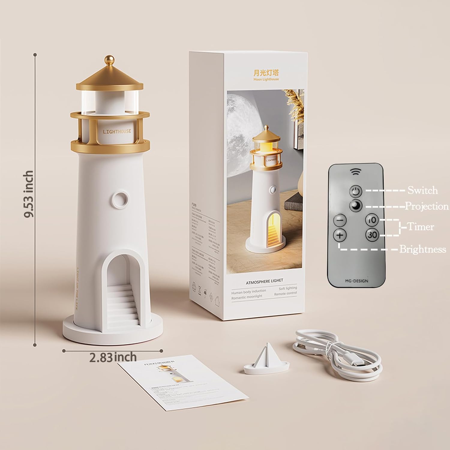 Lighthouse Projection Lamp With Bluetooth Speaker Long-Lasting Battery - product feature