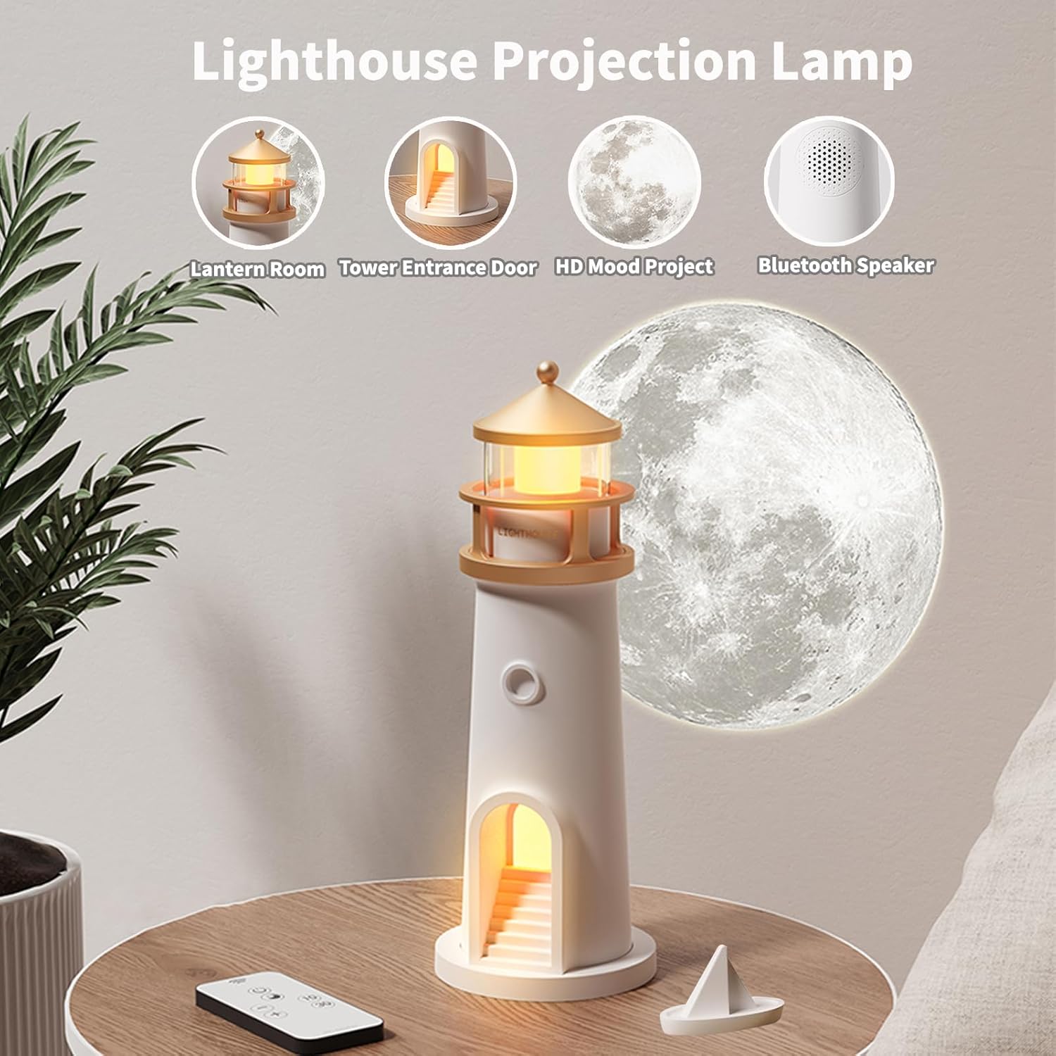 Lighthouse Projection Lamp With Bluetooth Speaker Energy-Efficient LED Lighting - product feature