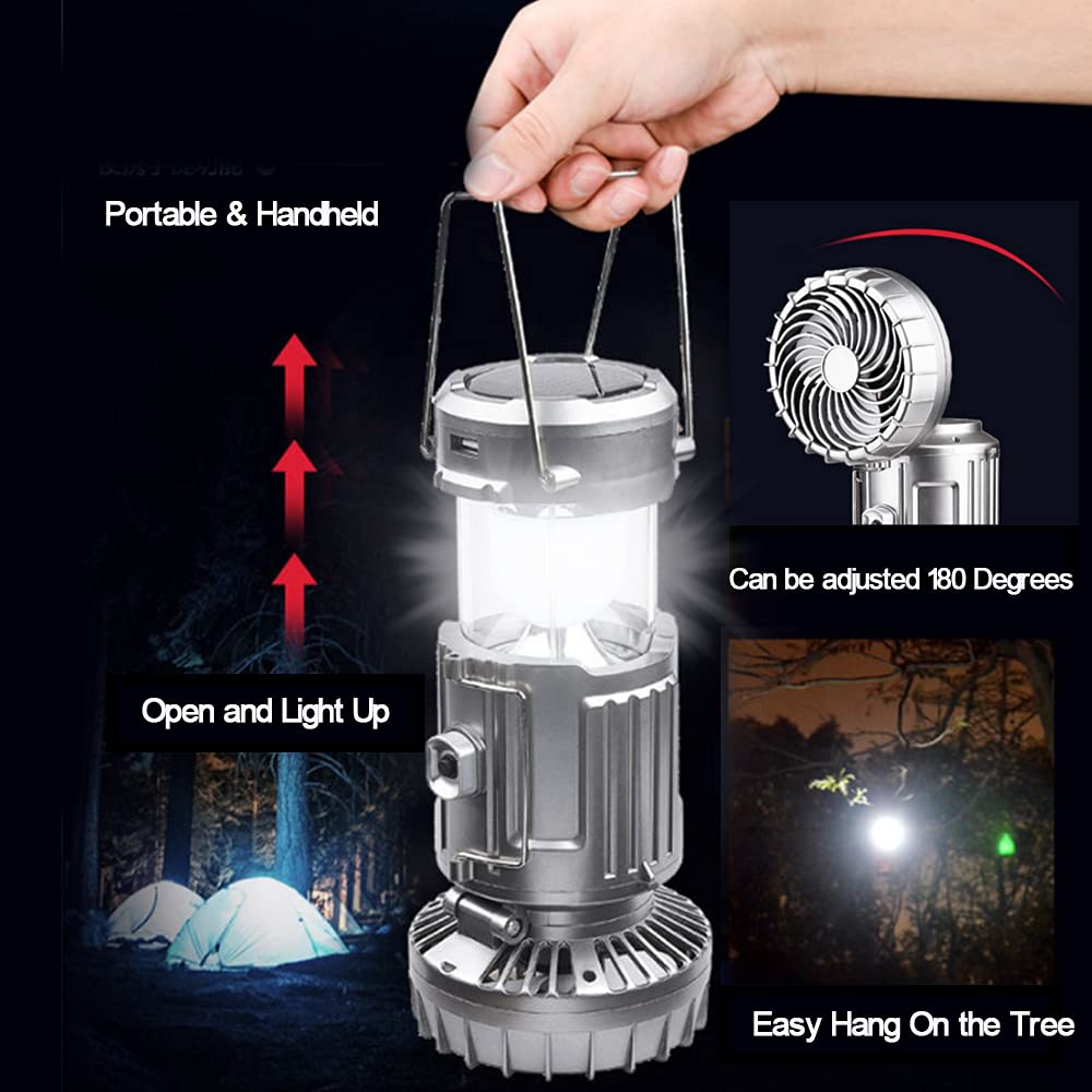 Solar Lamp With Fan And Charger Adjustable Brightness & Portability - product feature